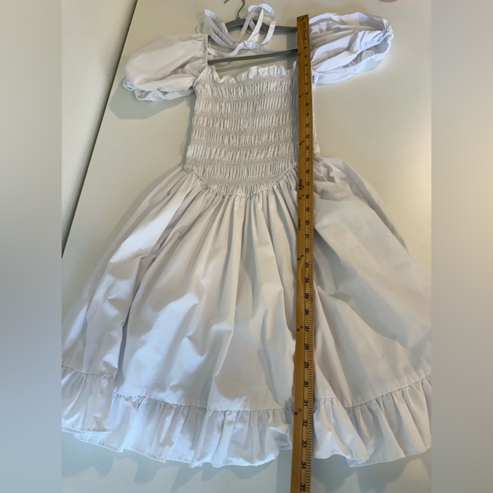 Sandy Liang Kleen White Smocked Puff
Sleeve Tie Front Mini Dress Sz 4 - Picture 14 of 16
